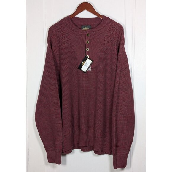 NEW NWT RedHead Knit Sweater Mens Sz XXL 2XL Red 1/4 Button Henley Heavyweight - Picture 1 of 5